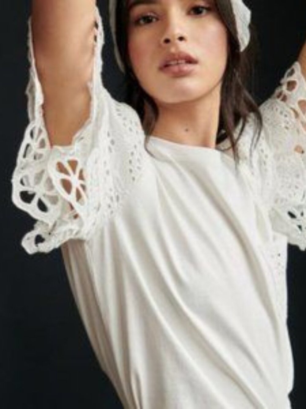 Anthropologie Forever That Girl White Eyelet Tee